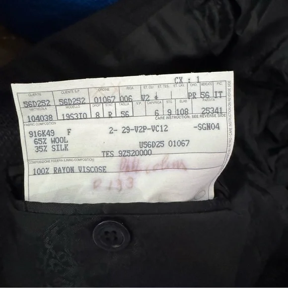 Versace Classic V2 Mens Black Blazer Jacket Wool Silk Blend Size 56 - Picture 8 of 8
